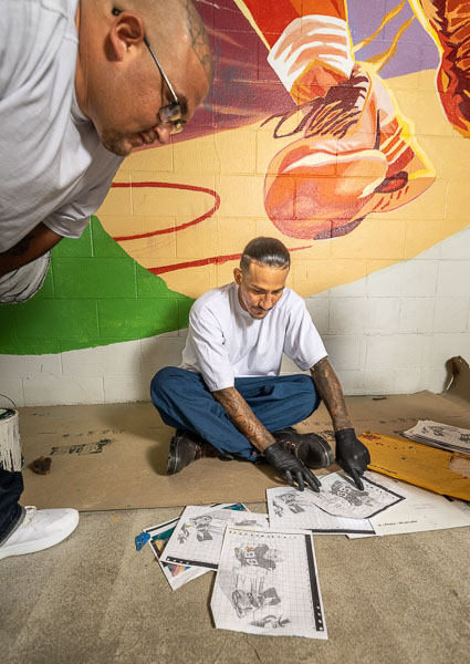 William James Association mural classes at CSP-Solano - 2024 Oct.