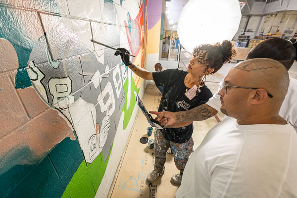 William James Association mural classes at CSP-Solano - 2024 Oct.