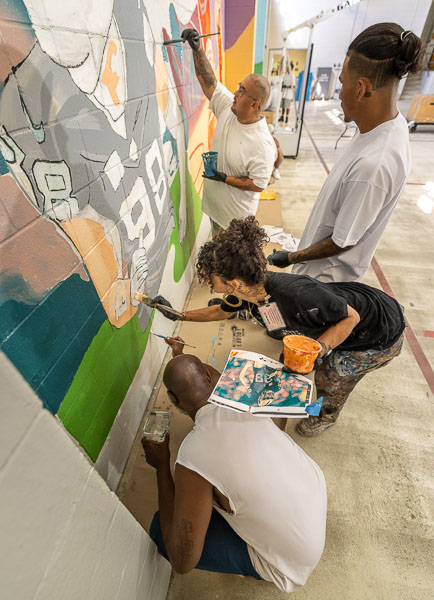 William James Association mural classes at CSP-Solano - 2024 Oct.