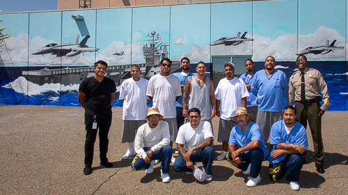 Mural painters at Avenal State Prison - 2018 May